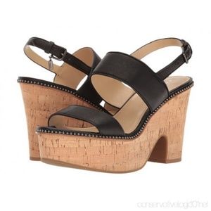 New Coach Quartz Soft Milled Black Leather Sandal